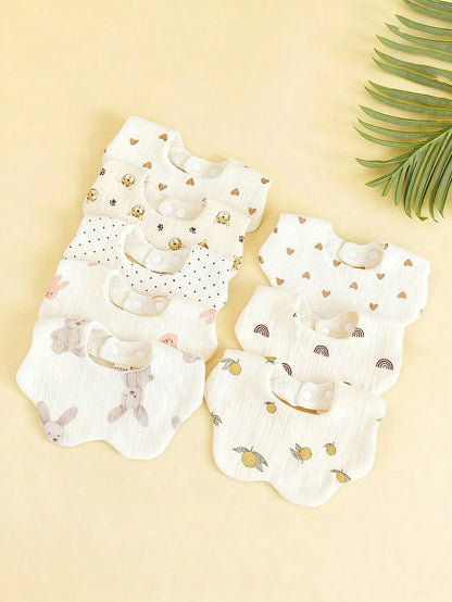 6-Layer Muslin Flower Bib, Baby Burp Cloth, Newborn Drool Bib, Anti-Spit Up Bib