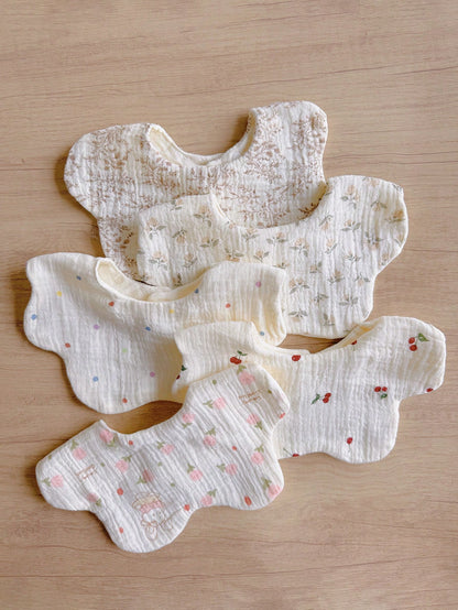 6-Layer Muslin Flower Bib, Baby Burp Cloth, Newborn Drool Bib, Anti-Spit Up Bib