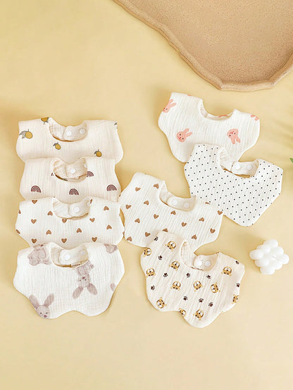 6-Layer Muslin Flower Bib, Baby Burp Cloth, Newborn Drool Bib, Anti-Spit Up Bib