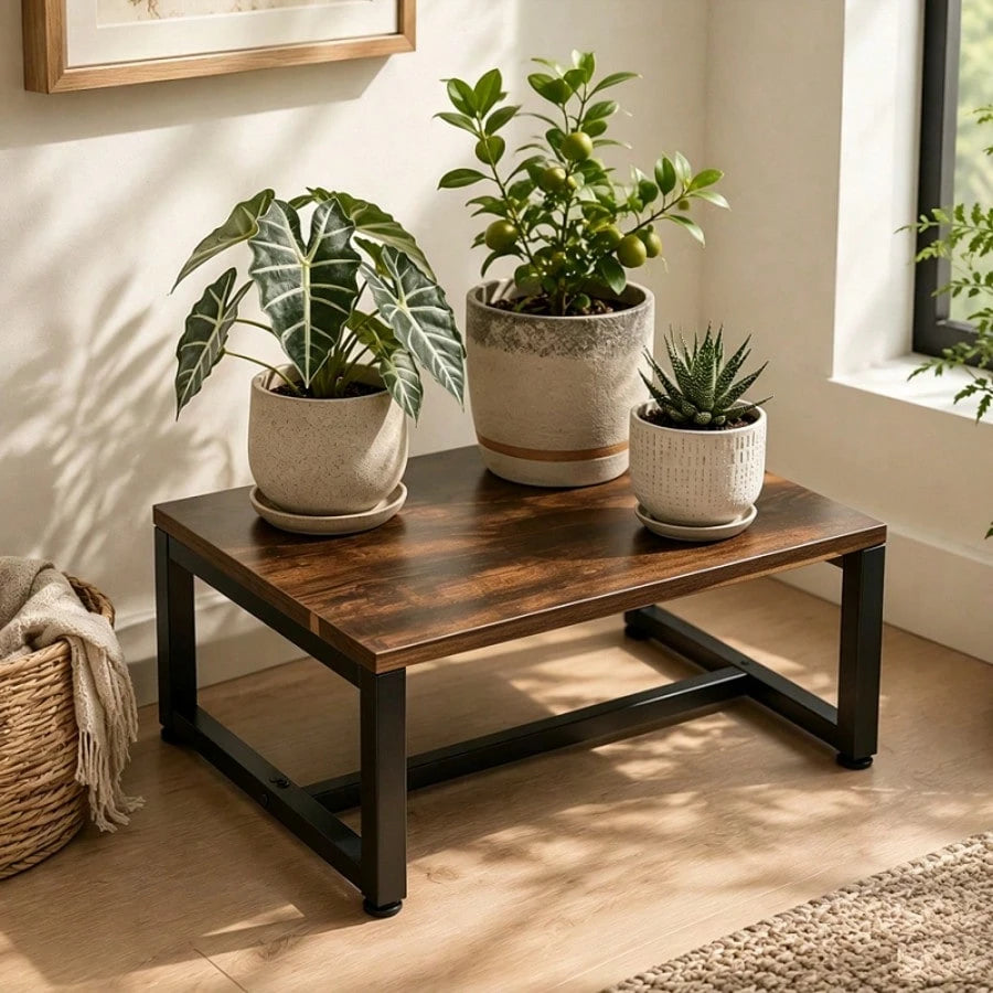 600lb Heavy-Duty Step Stool, Single-Step Adult Step Stool, Low Platform Assist Step, Bedside Stool, Footstool, Wooden Top Small Bench, Reinforced Metal Frame With Non-Slip Feet