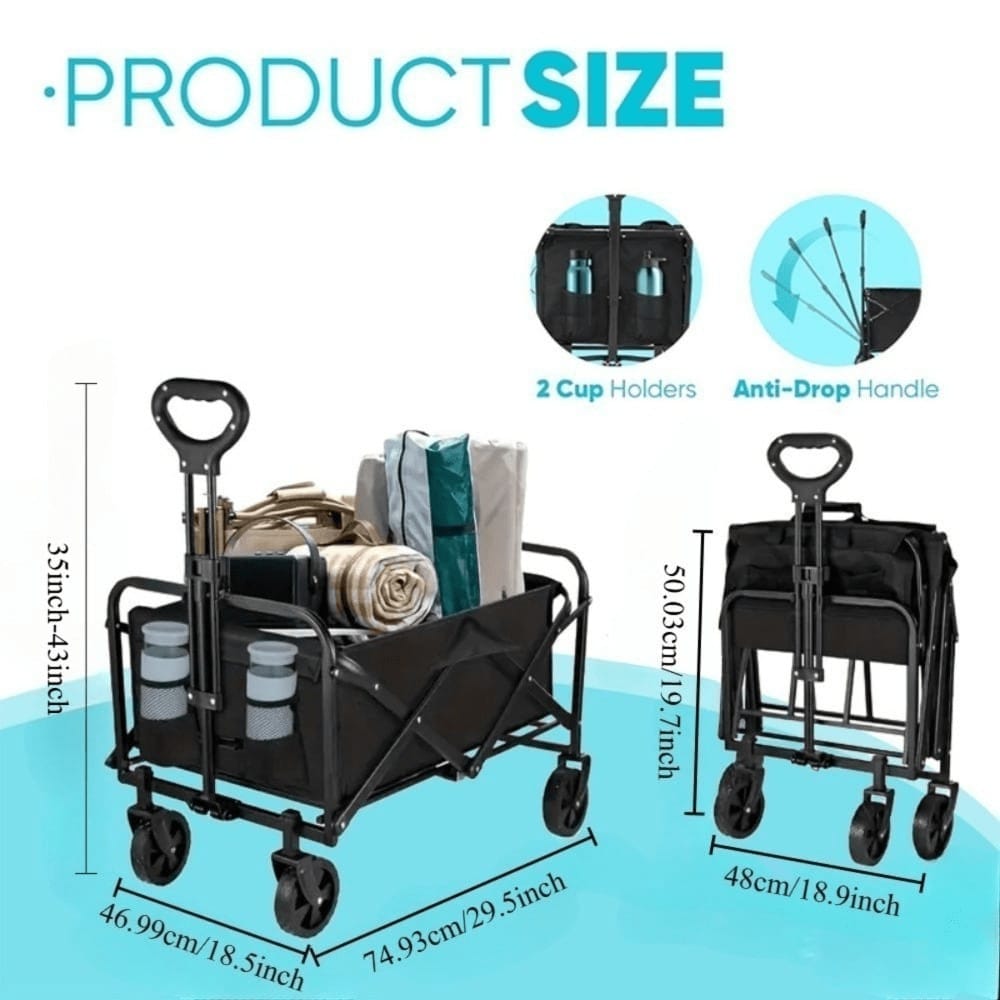 680LBS/550LBS/350LBS Christmas Sports Equipment Transporter, Folding Cart With Fully Portable Tires, Strong Load Capacity, Heavy Duty Multi-Purpose Cart With Transport Rack, Suitable For Beach, Garden