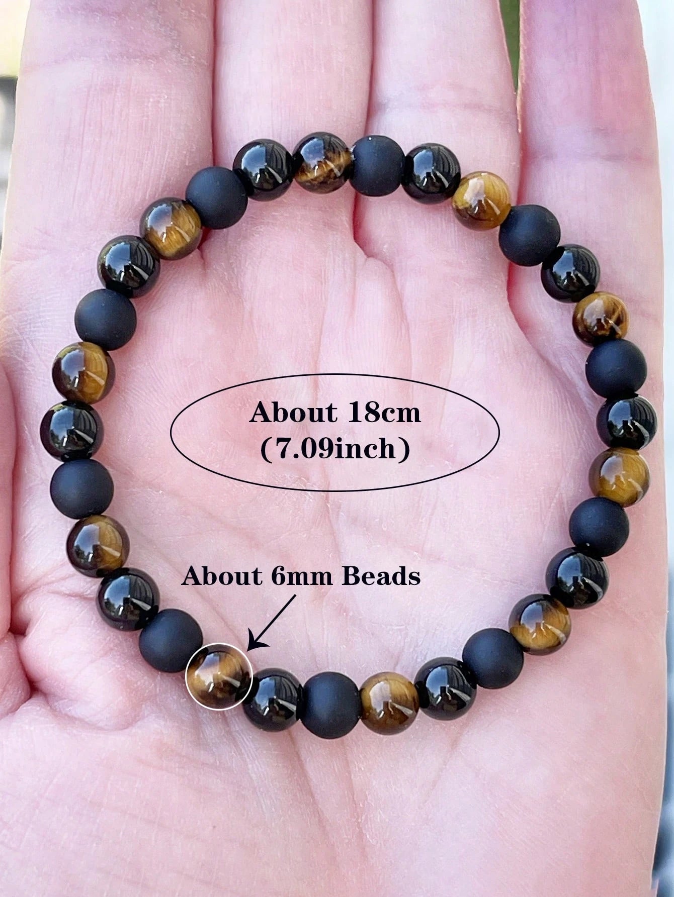 6mm Triple Protection Bracelet, Tiger Eye, Black Onyx & Black Tourmaline Beads, Abundance,Prosperity Powerful Protective Meditation Jewelry For Men