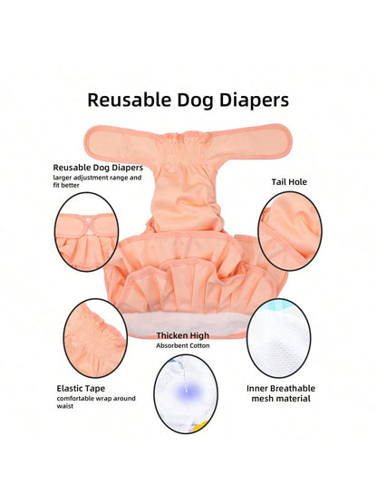 6pcs/2pcs Reusable Dog Diapers Female Washable Highly Absorption Puppies Dogs Diapers For Period Heat Panties Or Excitable Urination