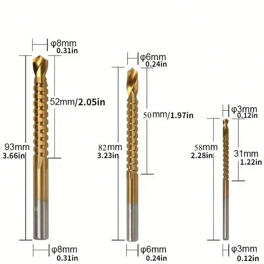 6pcs Multi-Function Step Drill Bit Set, Titanium Coated Cast Iron 4-20/12mm 3-12mm 3 6 8mm Multi-Size, One-Step Expansion Drilling, Suitable For Metal Plate, Wood, Plastic Drilling, Woodworking Instal