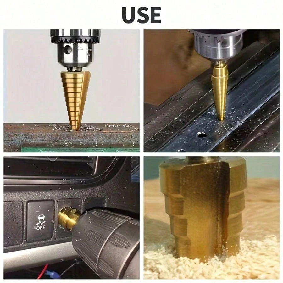 6pcs Multi-Function Step Drill Bit Set, Titanium Coated Cast Iron 4-20/12mm 3-12mm 3 6 8mm Multi-Size, One-Step Expansion Drilling, Suitable For Metal Plate, Wood, Plastic Drilling, Woodworking Instal