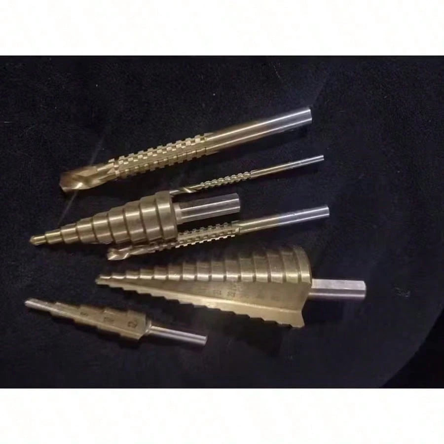 6pcs Multi-Function Step Drill Bit Set, Titanium Coated Cast Iron 4-20/12mm 3-12mm 3 6 8mm Multi-Size, One-Step Expansion Drilling, Suitable For Metal Plate, Wood, Plastic Drilling, Woodworking Instal