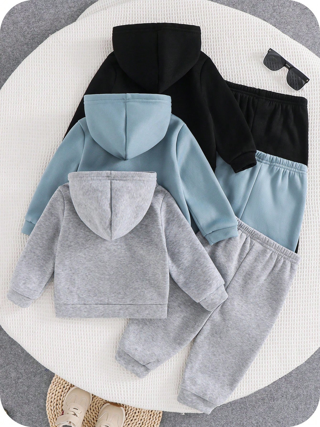 6pcs/Set Baby Boy/Girl Cute Blue Autumn Evening Casual Sports Tracksuit,Knit Letter Print Hoodie And Jogger Pants Set,Unisex Clothes For Winter