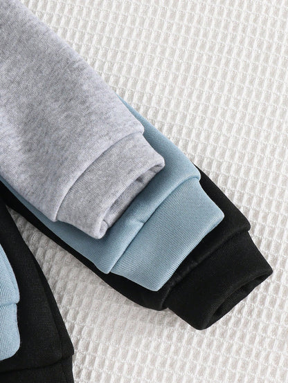 6pcs/Set Baby Boy/Girl Cute Blue Autumn Evening Casual Sports Tracksuit,Knit Letter Print Hoodie And Jogger Pants Set,Unisex Clothes For Winter