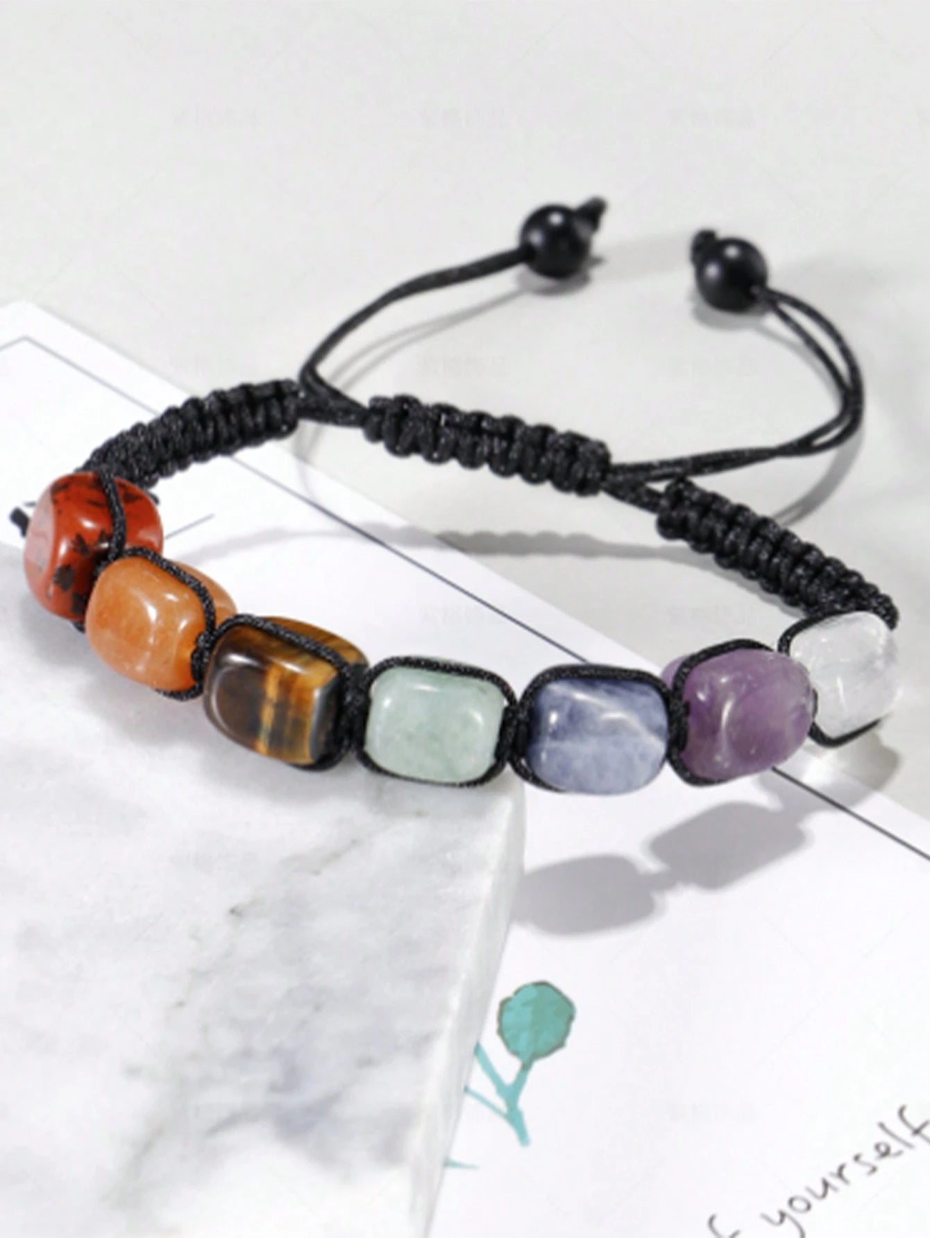 7 Chakra Healing Crystal Bracelet Natural Gemstone Braided Rope Yoga Bracelet For Men Reiki Spiritual Jewelry Positive Energy Gift