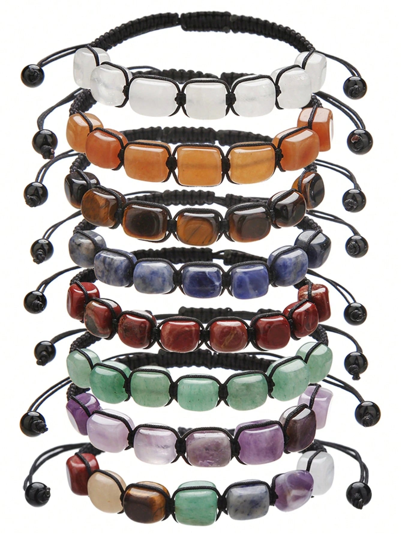 7 Chakra Healing Crystal Bracelet Natural Gemstone Braided Rope Yoga Bracelet For Men Reiki Spiritual Jewelry Positive Energy Gift
