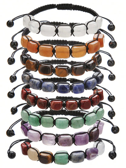 7 Chakra Healing Crystal Bracelet Natural Gemstone Braided Rope Yoga Bracelet For Men Reiki Spiritual Jewelry Positive Energy Gift