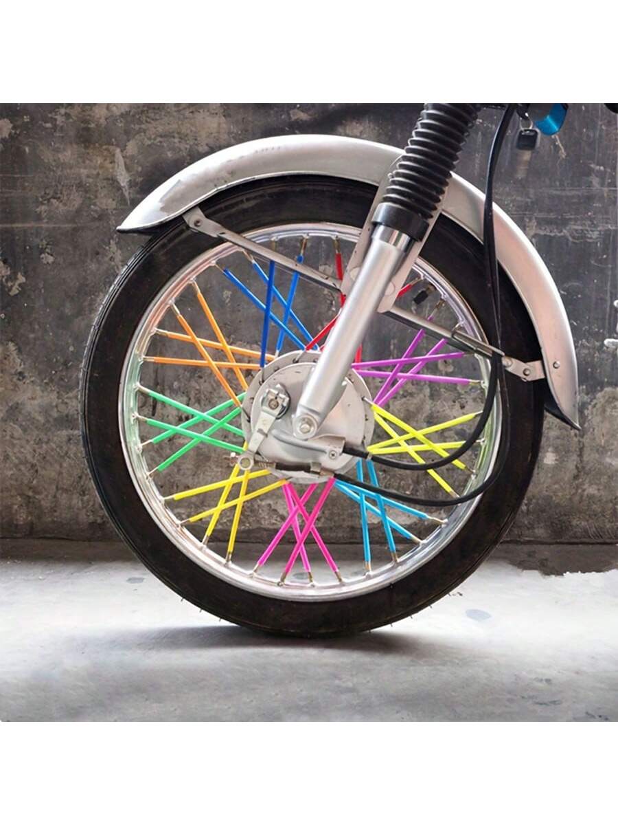 72pcs Motorcycle/ATV/Bicycle Spokes Cover Wheel Protection Set Colorful Motorcycle/Bike Rim Strips