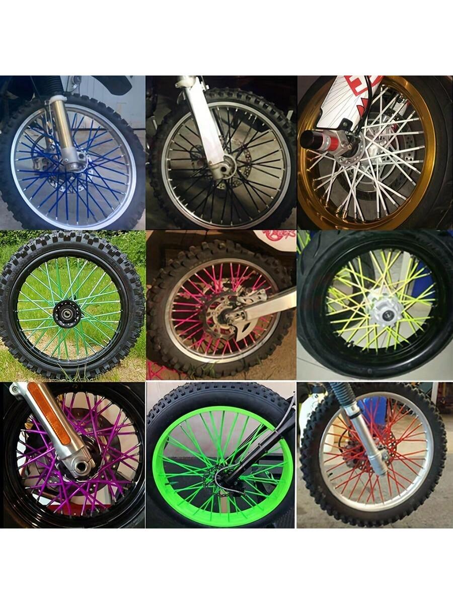 72pcs Motorcycle/ATV/Bicycle Spokes Cover Wheel Protection Set Colorful Motorcycle/Bike Rim Strips