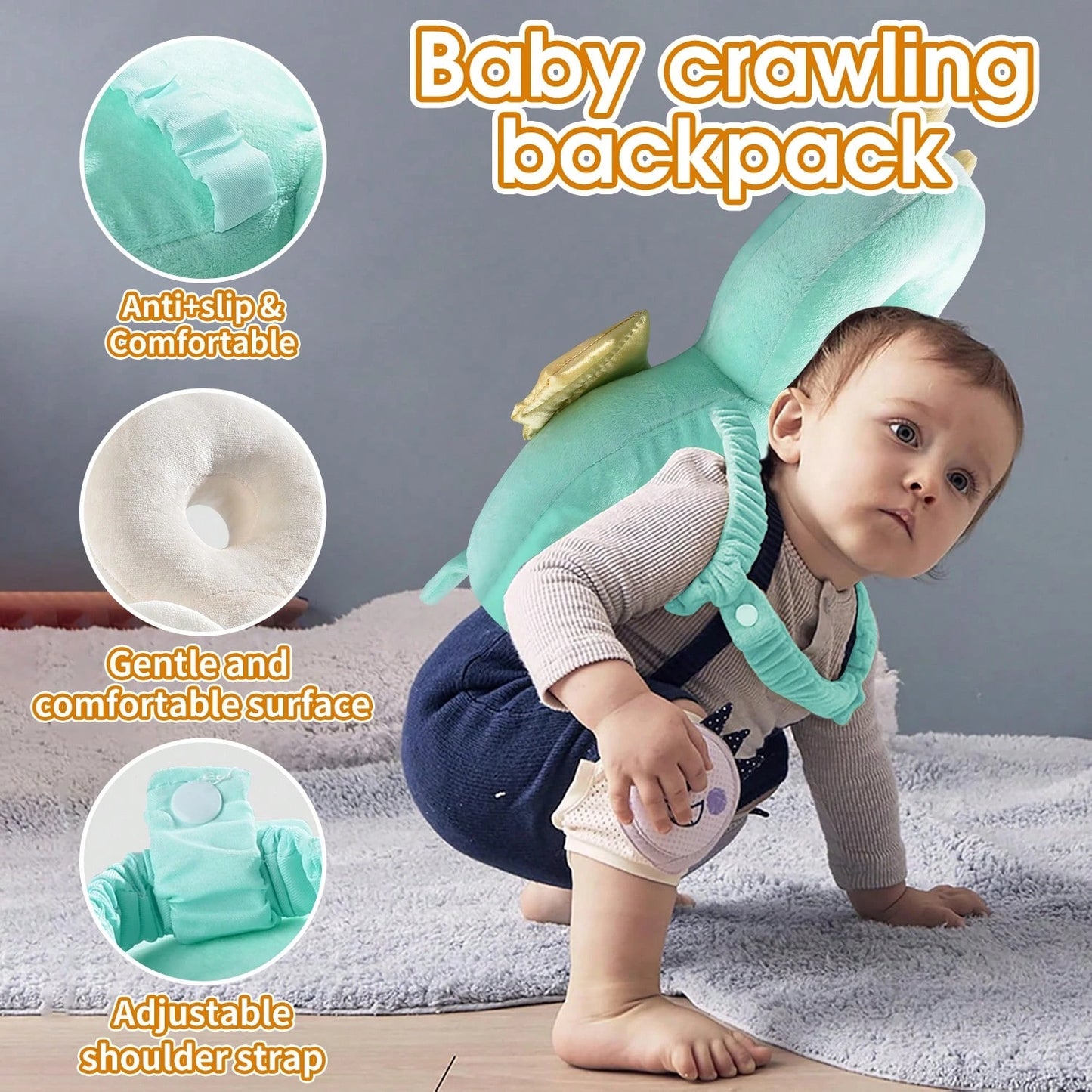 7Styles Crawling Gear Baby Head Protector Pad Safety Pad For Walking & Crawling,Toddlers Head Safety Adjustable Back-Pack