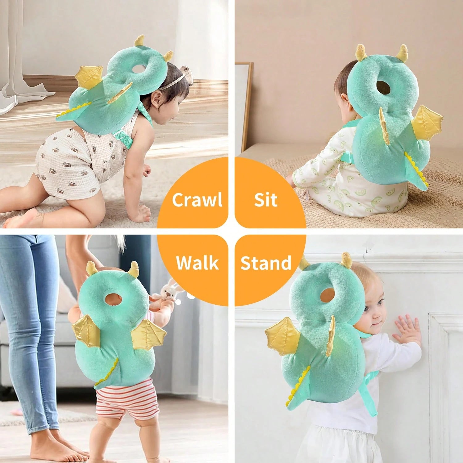 7Styles Crawling Gear Baby Head Protector Pad Safety Pad For Walking & Crawling,Toddlers Head Safety Adjustable Back-Pack