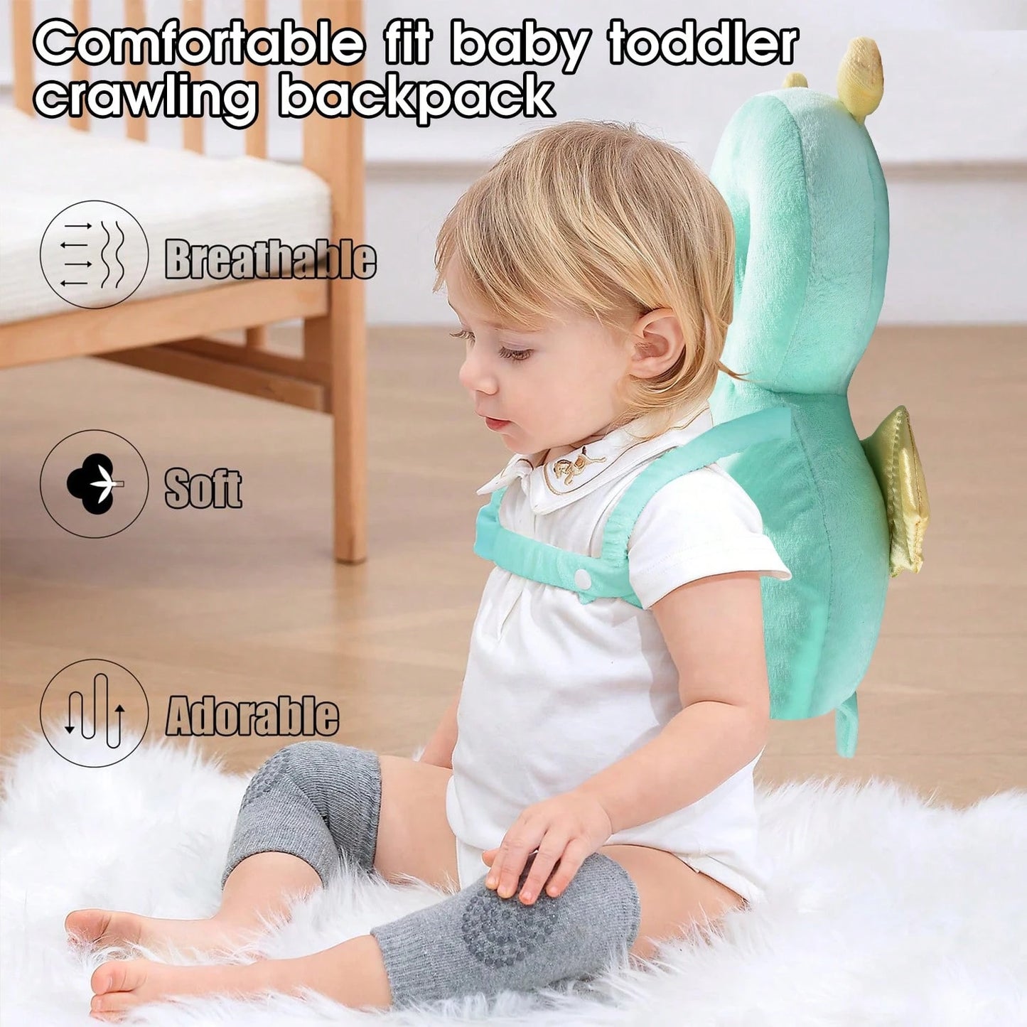 7Styles Crawling Gear Baby Head Protector Pad Safety Pad For Walking & Crawling,Toddlers Head Safety Adjustable Back-Pack