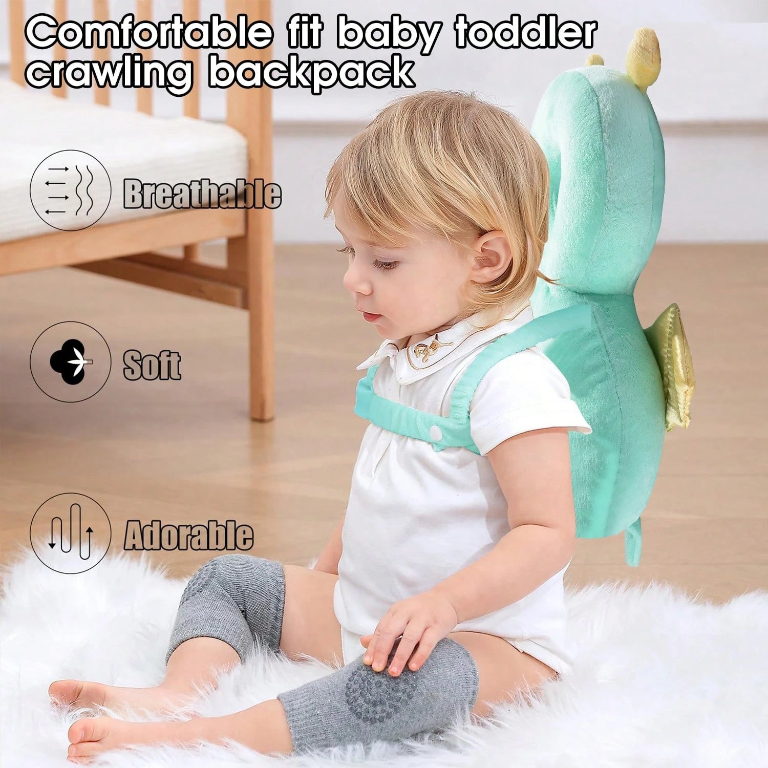 7Styles Crawling Gear Baby Head Protector Pad Safety Pad For Walking & Crawling,Toddlers Head Safety Adjustable Back-Pack