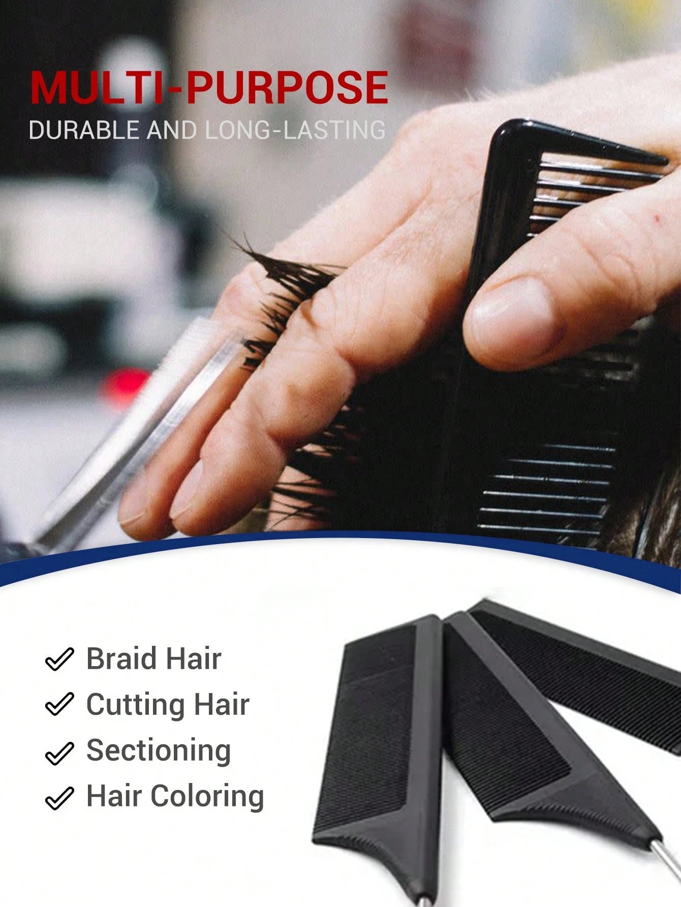 8/4/1pc Professional Point-Tailed Comb Pin-Tailed Comb Rat-Tailed Comb Parting Comb Stainless Steel Tail Comb Anti-Static Hairbrush: Multi-Functional Comb For Normal Hair For Combing Out Tangles Hair