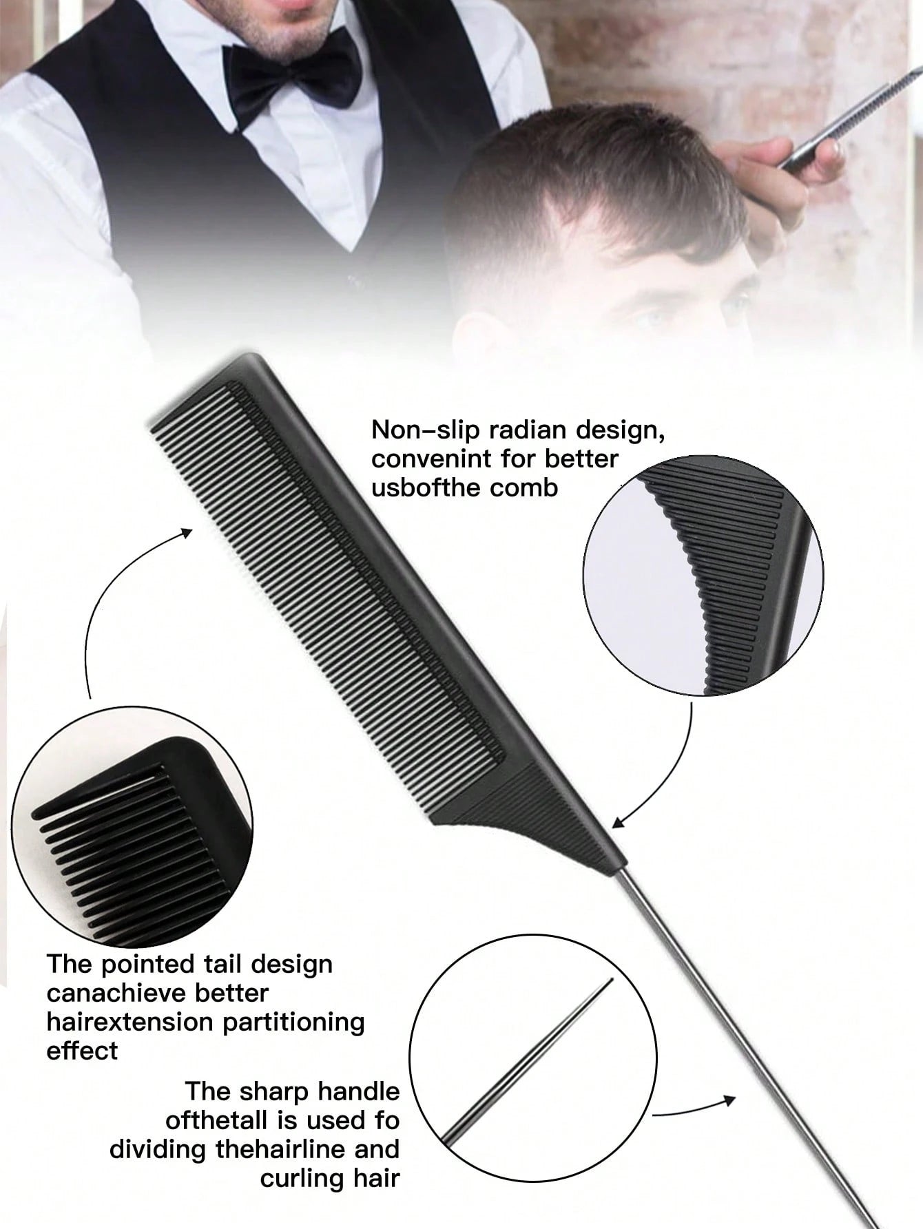 8/4/1pc Professional Point-Tailed Comb Pin-Tailed Comb Rat-Tailed Comb Parting Comb Stainless Steel Tail Comb Anti-Static Hairbrush: Multi-Functional Comb For Normal Hair For Combing Out Tangles Hair