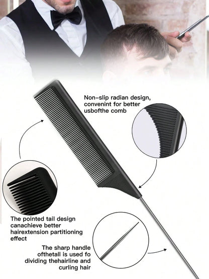 8/4/1pc Professional Point-Tailed Comb Pin-Tailed Comb Rat-Tailed Comb Parting Comb Stainless Steel Tail Comb Anti-Static Hairbrush: Multi-Functional Comb For Normal Hair For Combing Out Tangles Hair