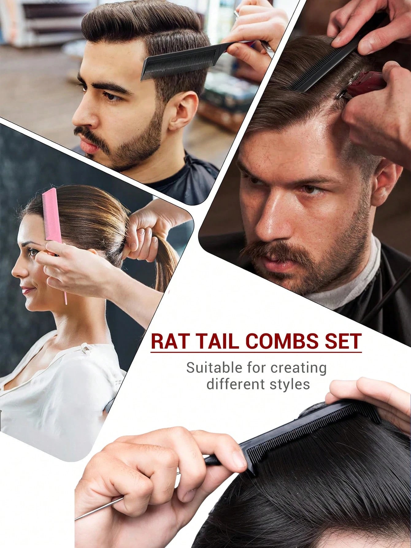 8/4/1pc Professional Point-Tailed Comb Pin-Tailed Comb Rat-Tailed Comb Parting Comb Stainless Steel Tail Comb Anti-Static Hairbrush: Multi-Functional Comb For Normal Hair For Combing Out Tangles Hair