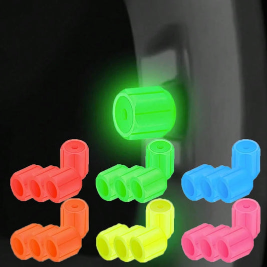 8/4pcs Glow In The Dark Tire Valve Caps, Luminous Valve Stem Caps, Durable & Lightweight, Fits Cars, Motorcycles, Bicycles, Easy To Install (The More Sunlight Absorbed, The Brighter)