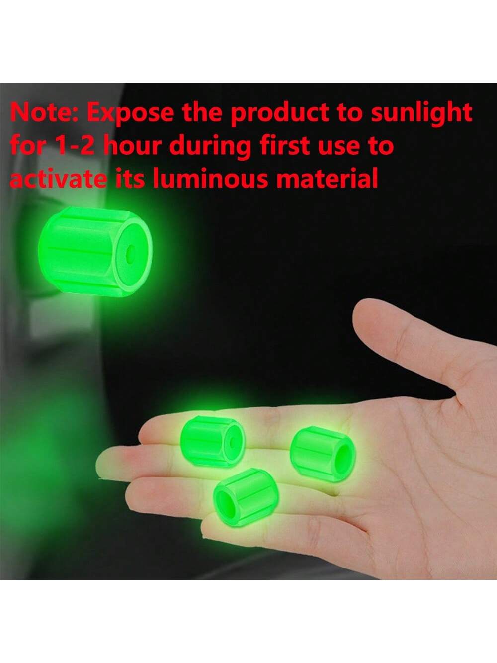 8/4pcs Glow In The Dark Tire Valve Caps, Luminous Valve Stem Caps, Durable & Lightweight, Fits Cars, Motorcycles, Bicycles, Easy To Install (The More Sunlight Absorbed, The Brighter)