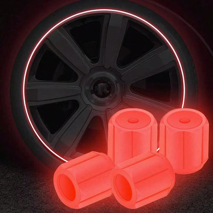 8/4pcs Glow In The Dark Tire Valve Caps, Luminous Valve Stem Caps, Durable & Lightweight, Fits Cars, Motorcycles, Bicycles, Easy To Install (The More Sunlight Absorbed, The Brighter)