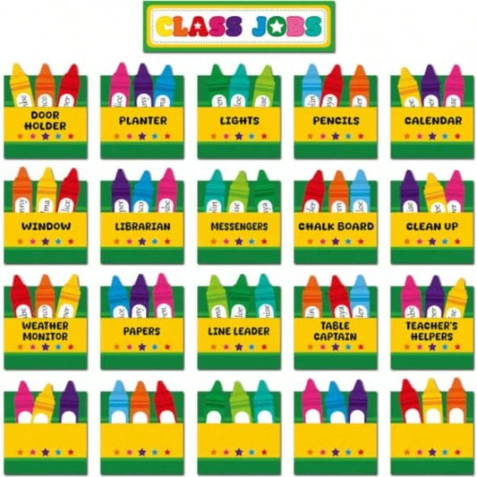 81 Pcs Class Jobs Chart Colorful S Classroom Jobs Bulletin Board Pockets With Name Tags Cards Decor Teacher's Helper Chart For Back To School Classroom Decoration