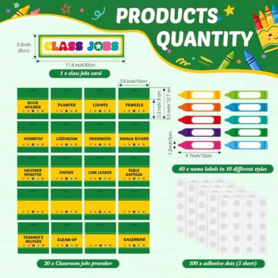 81 Pcs Class Jobs Chart Colorful S Classroom Jobs Bulletin Board Pockets With Name Tags Cards Decor Teacher's Helper Chart For Back To School Classroom Decoration