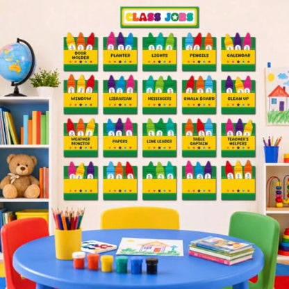 81 Pcs Class Jobs Chart Colorful S Classroom Jobs Bulletin Board Pockets With Name Tags Cards Decor Teacher's Helper Chart For Back To School Classroom Decoration