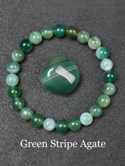 8mm Gradient Green Lucky Wealth Bracelet- Natural Fashionable Accessory, Attracts Wealth & Good Fortune, Suitable For Men & Women, Perfect Gift For Any Occasion, Boho Style, Durable Stone, Spiritual