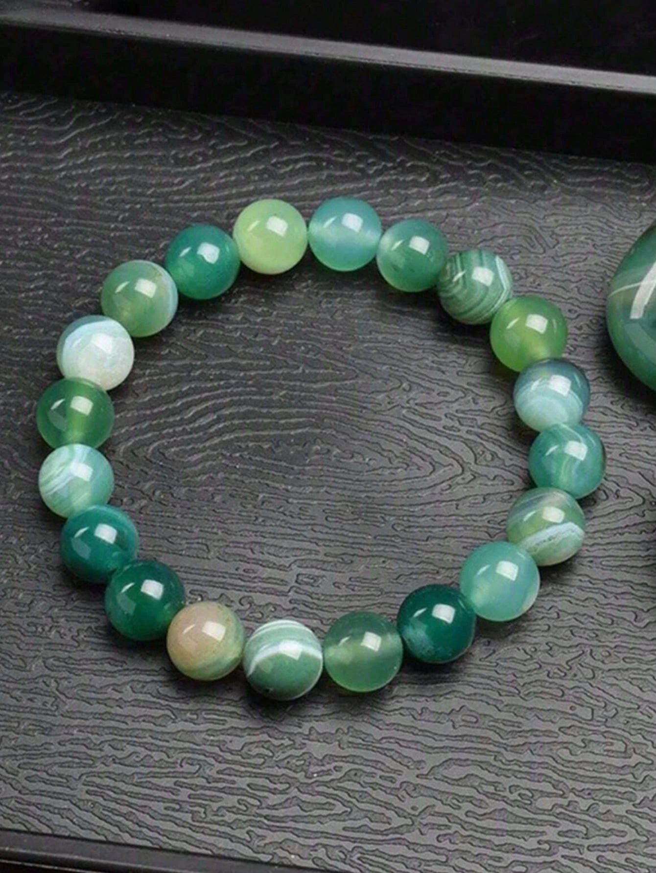 8mm Gradient Green Lucky Wealth Bracelet- Natural Fashionable Accessory, Attracts Wealth & Good Fortune, Suitable For Men & Women, Perfect Gift For Any Occasion, Boho Style, Durable Stone, Spiritual