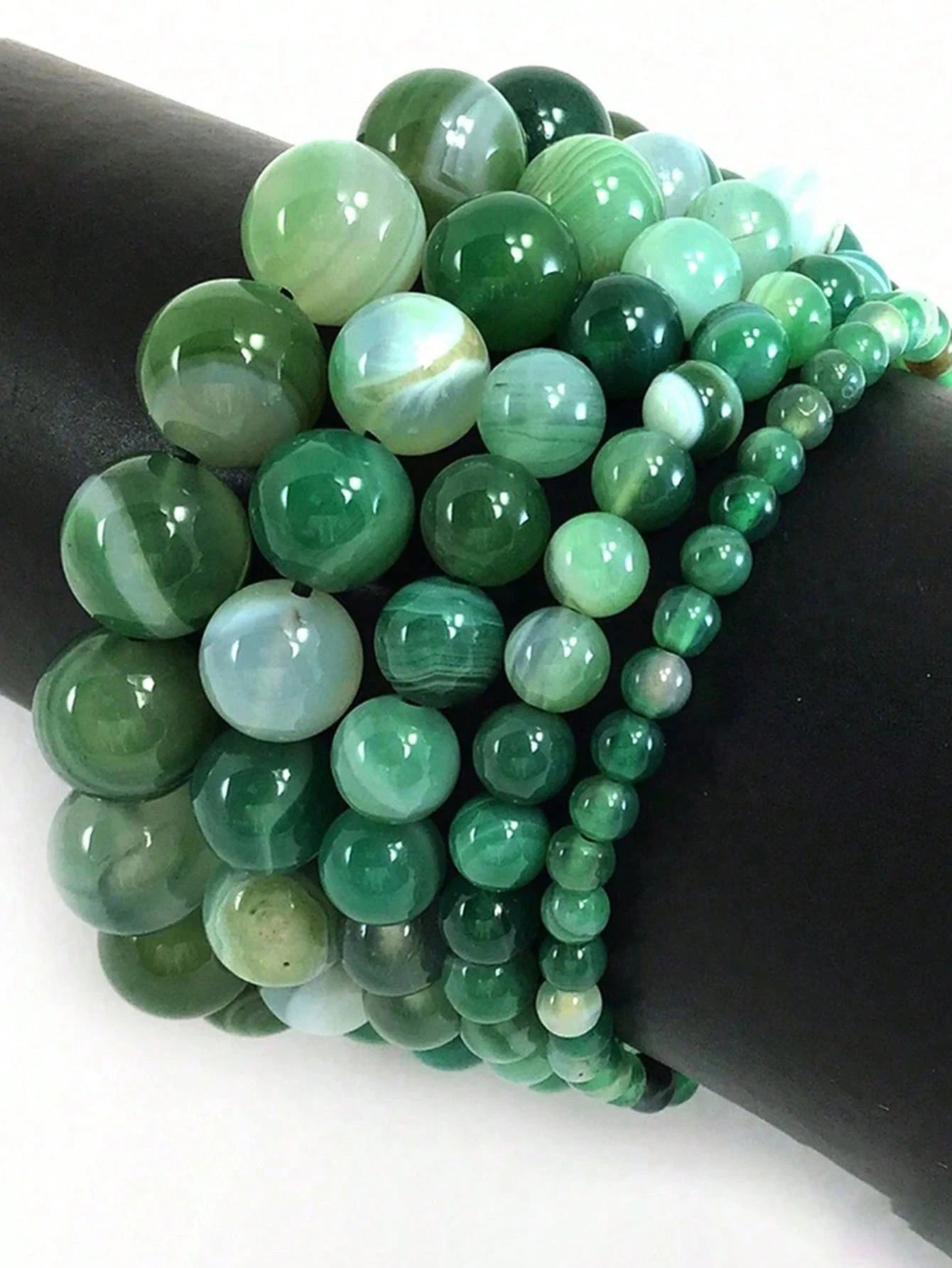 8mm Gradient Green Lucky Wealth Bracelet- Natural Fashionable Accessory, Attracts Wealth & Good Fortune, Suitable For Men & Women, Perfect Gift For Any Occasion, Boho Style, Durable Stone, Spiritual