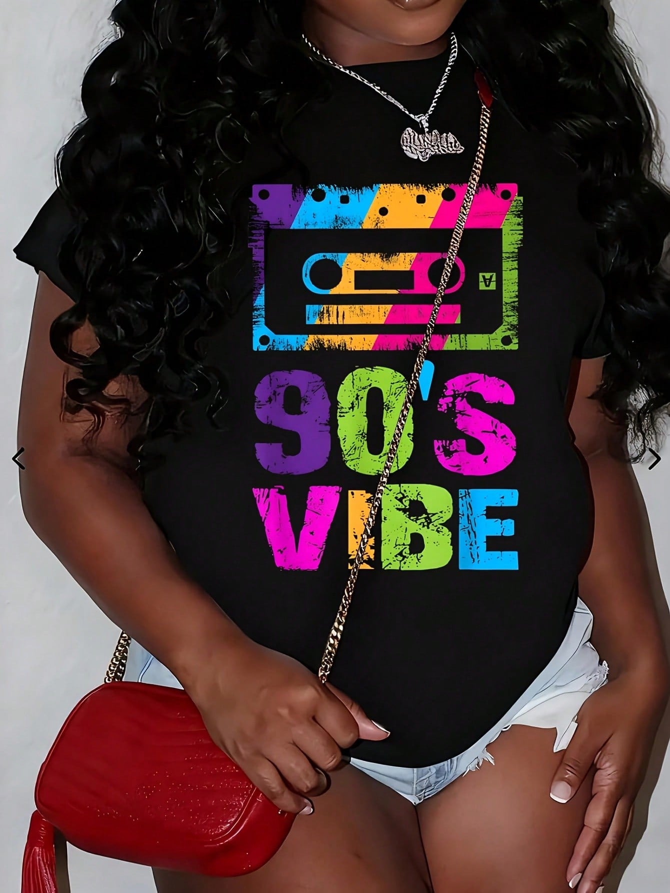 90s Vibe Vintage 1990s Music 90s Costume Party Nineties Women's Plus Size T-Shirt Casual Oversized Shirt 220g Funny Graphic Short Sleeve