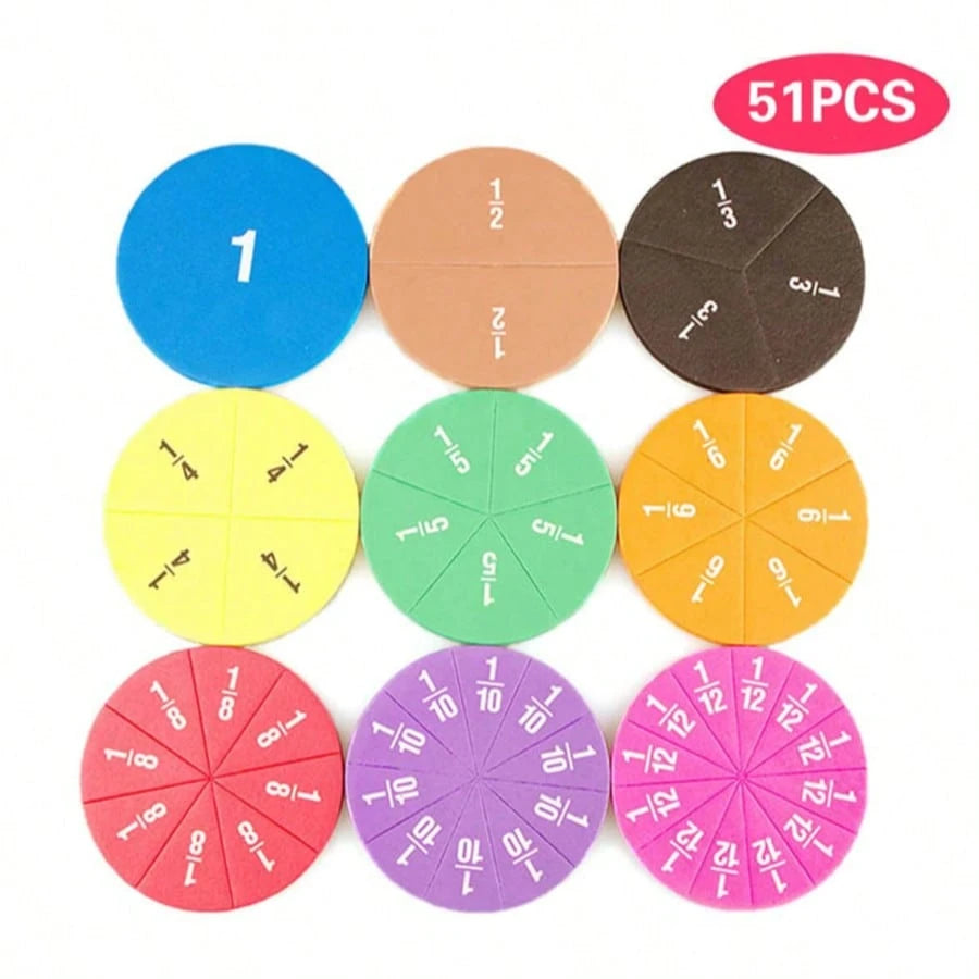 9pcs Colorful Round EVA Fraction Circles Math Teaching Tool, Aesthetic Montessori STEM Educational Instrument, Back To School Classroom Math Learning Accessory Student School Stationery Gift Supplies