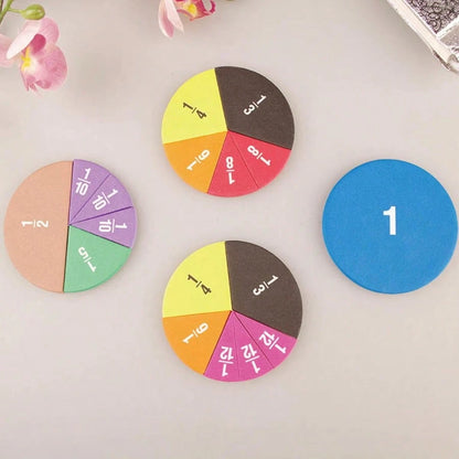 9pcs Colorful Round EVA Fraction Circles Math Teaching Tool, Aesthetic Montessori STEM Educational Instrument, Back To School Classroom Math Learning Accessory Student School Stationery Gift Supplies