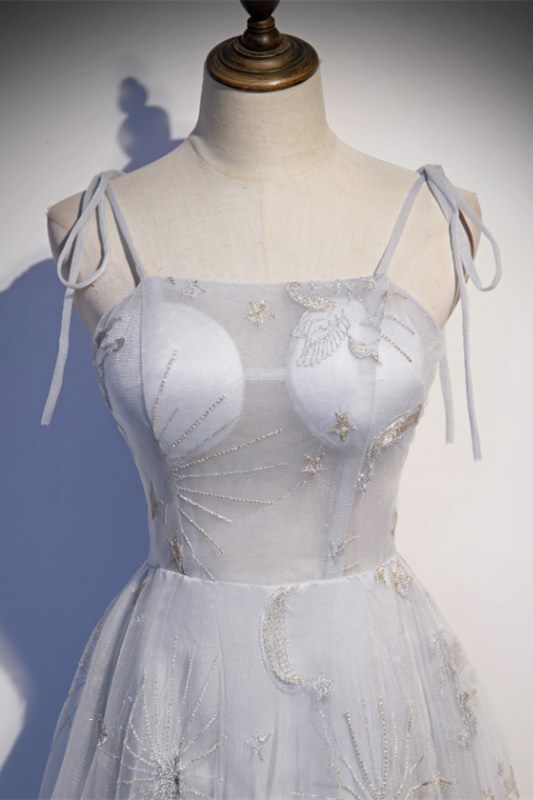 A-line Grey See through Party Dress