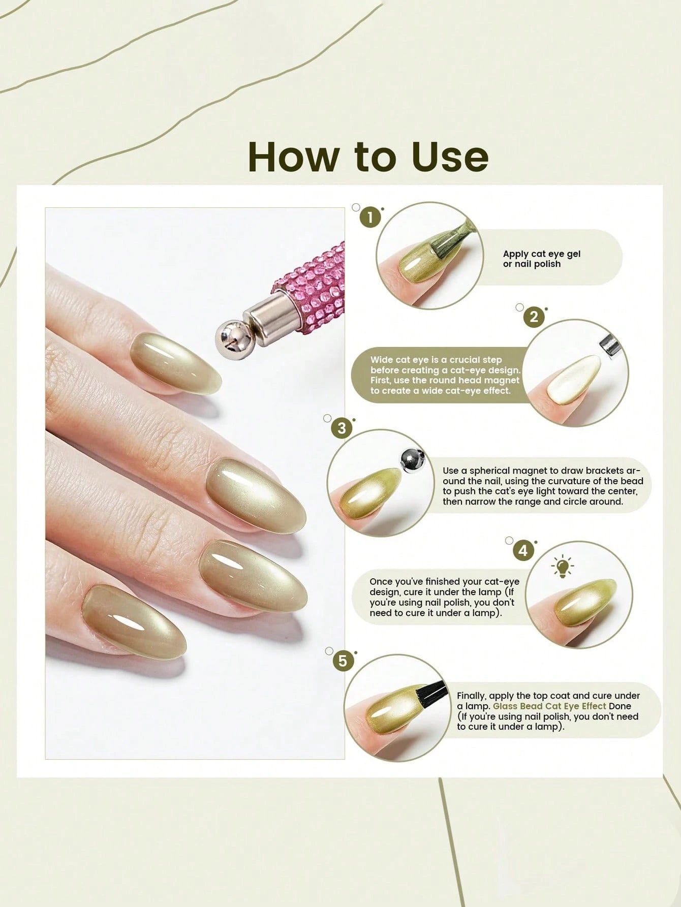 A Single-Pack Of Strong Versatile Magnetic Rods With Water Droplets, Suitable For Cat-Eye Nail Polish Gel Manicures, Double-Headed Magnetic Pen Magnetic Rods, And 3D Magnetic Nail Design Accessory Too