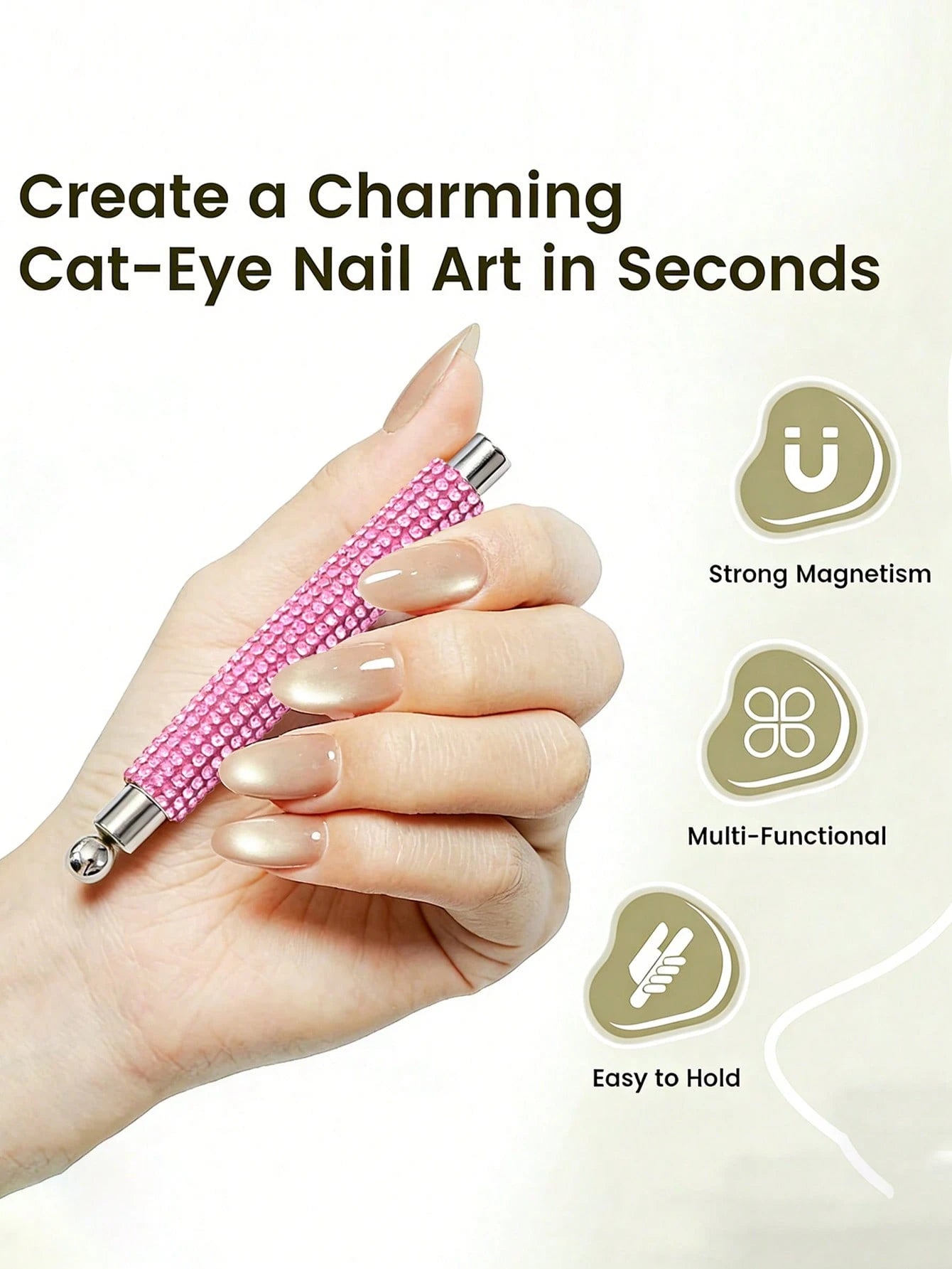 A Single-Pack Of Strong Versatile Magnetic Rods With Water Droplets, Suitable For Cat-Eye Nail Polish Gel Manicures, Double-Headed Magnetic Pen Magnetic Rods, And 3D Magnetic Nail Design Accessory Too