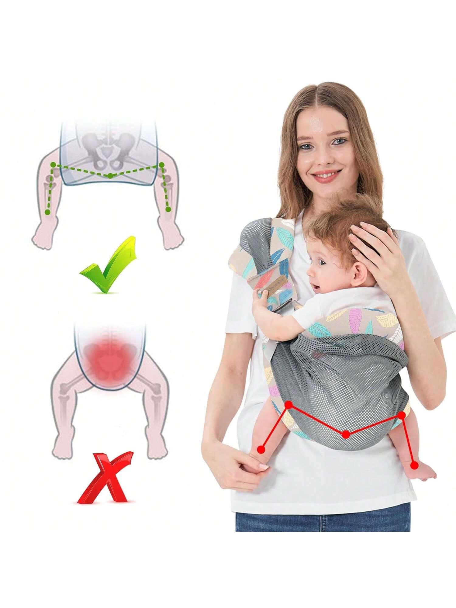 Adjustable One Shoulder Baby Carrier For Infant, Lightweight Breathable Mesh Baby Hip Carrier Portable Baby Carrier Sling For Newborn To Toddler
