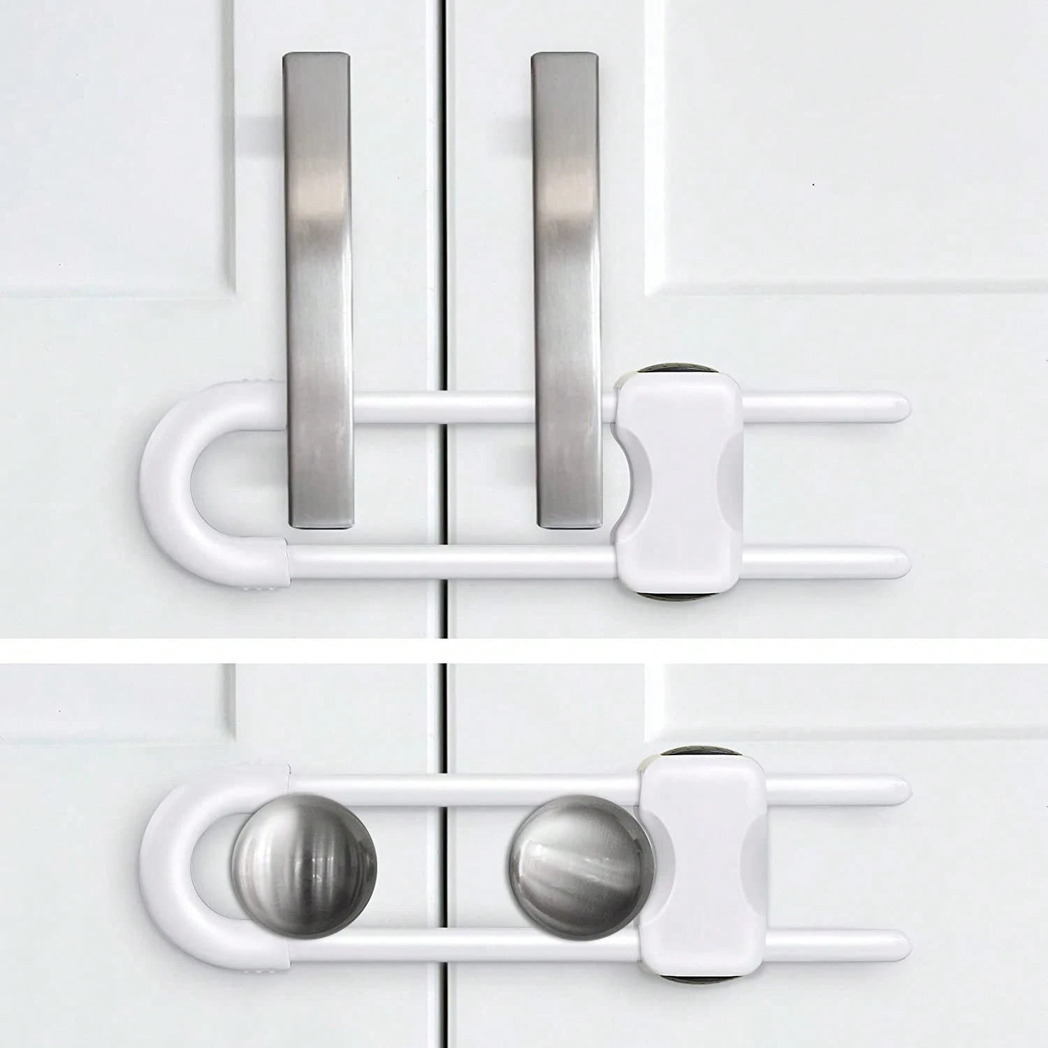 Adjustable U-Shaped Baby Safety Lock, Suitable For Drawers, Refrigerators, Cabinets| Modern Baby Proofing Cabinet Lock With Extra Security Latch