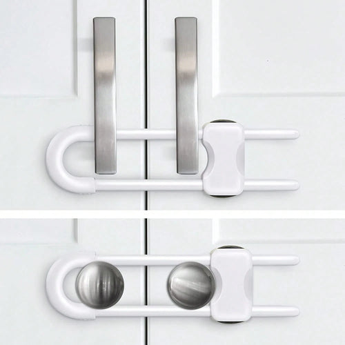 Adjustable U-Shaped Baby Safety Lock, Suitable For Drawers, Refrigerators, Cabinets| Modern Baby Proofing Cabinet Lock With Extra Security Latch