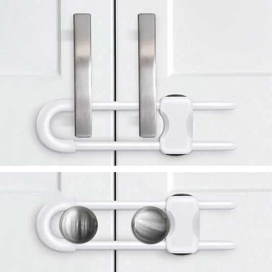 Adjustable U-Shaped Baby Safety Lock, Suitable For Drawers, Refrigerators, Cabinets| Modern Baby Proofing Cabinet Lock With Extra Security Latch