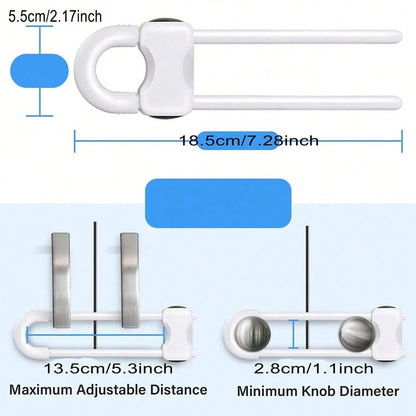 Adjustable U-Shaped Baby Safety Lock, Suitable For Drawers, Refrigerators, Cabinets| Modern Baby Proofing Cabinet Lock With Extra Security Latch