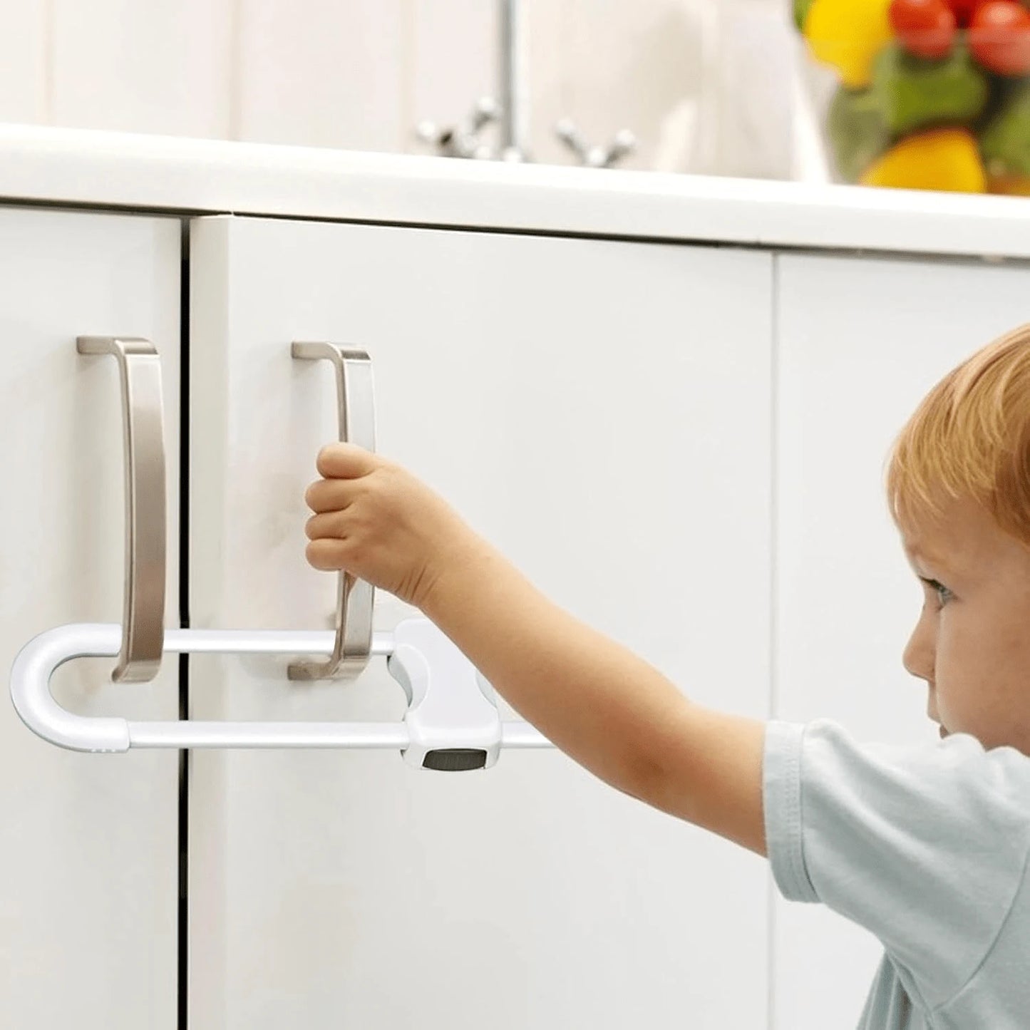 Adjustable U-Shaped Baby Safety Lock, Suitable For Drawers, Refrigerators, Cabinets| Modern Baby Proofing Cabinet Lock With Extra Security Latch