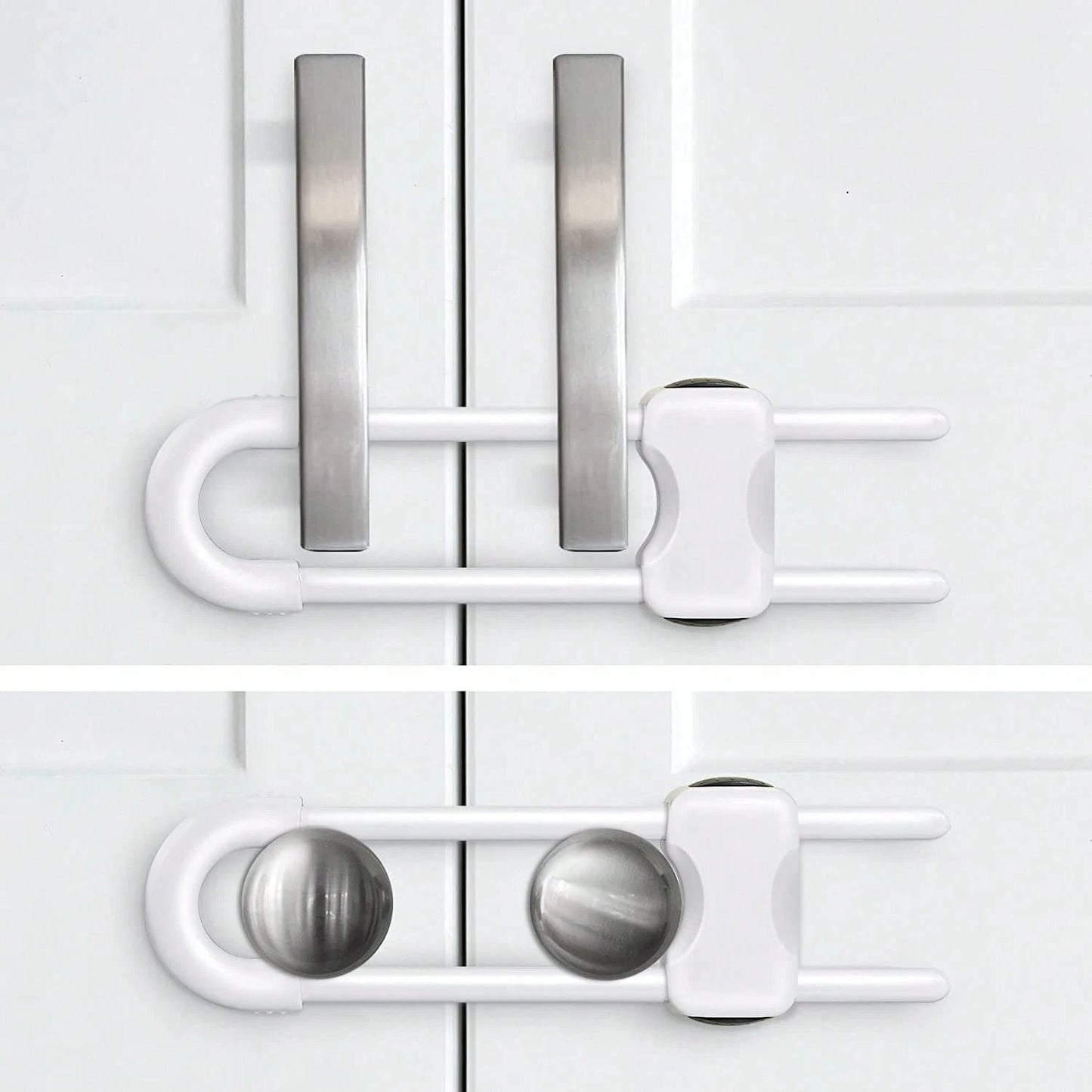 Adjustable U-Shaped Baby Safety Lock, Suitable For Drawers, Refrigerators, Cabinets| Modern Baby Proofing Cabinet Lock With Extra Security Latch