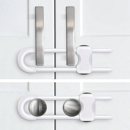 Adjustable U-Shaped Baby Safety Lock, Suitable For Drawers, Refrigerators, Cabinets| Modern Baby Proofing Cabinet Lock With Extra Security Latch