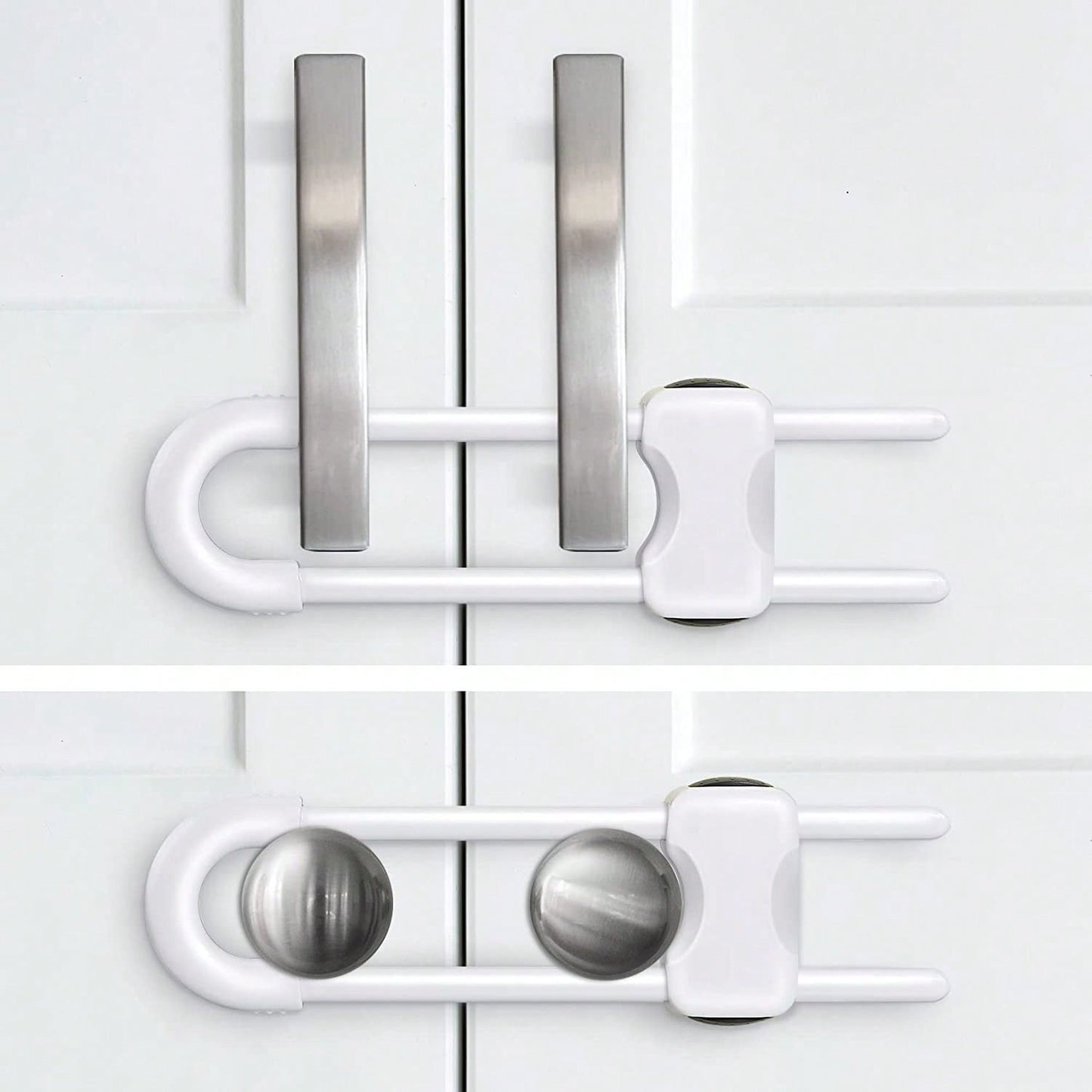 Adjustable U-Shaped Baby Safety Lock, Suitable For Drawers, Refrigerators, Cabinets| Modern Baby Proofing Cabinet Lock With Extra Security Latch