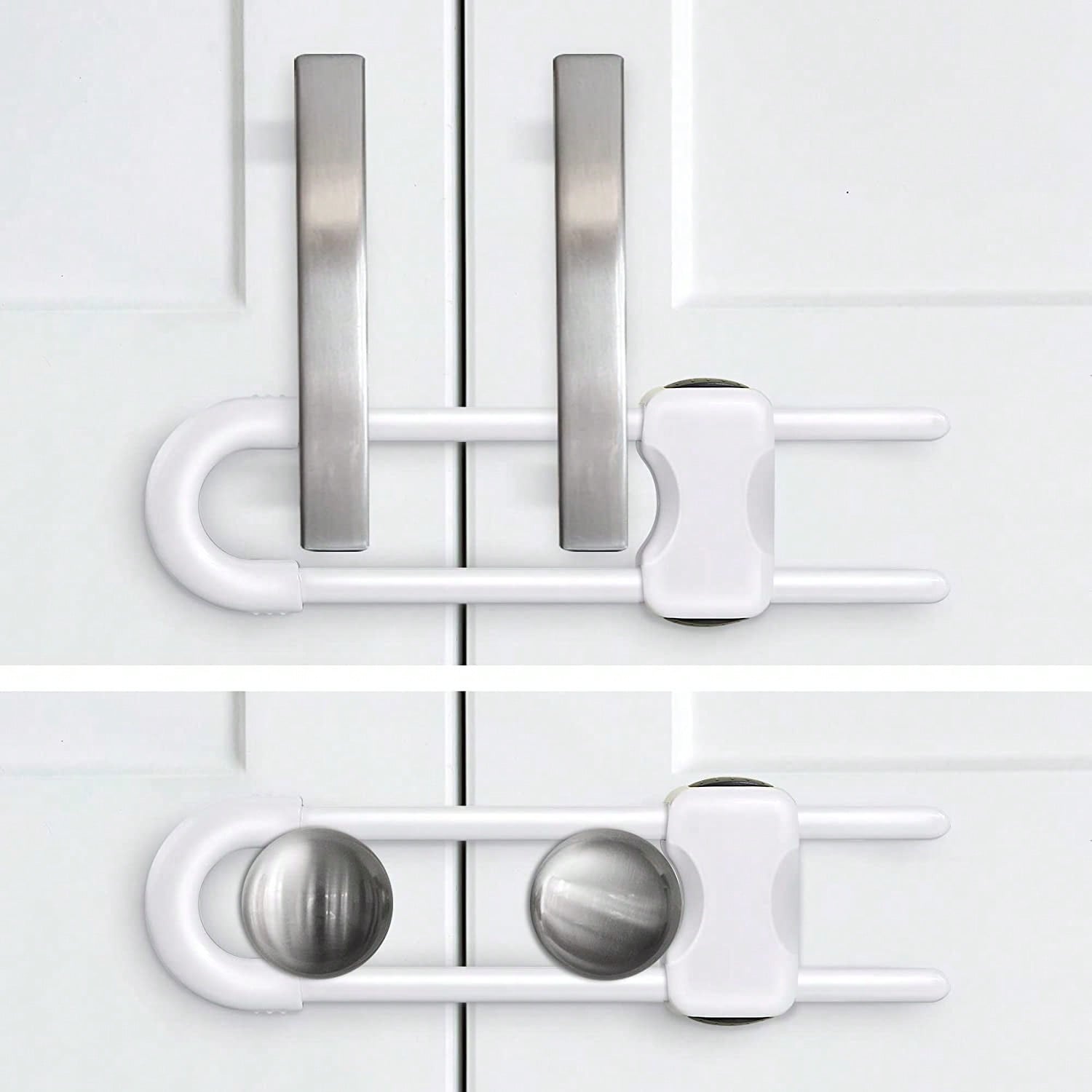 Adjustable U-Shaped Baby Safety Lock, Suitable For Drawers, Refrigerators, Cabinets| Modern Baby Proofing Cabinet Lock With Extra Security Latch